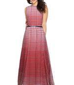 Maroon printed georgette maxi-dresses