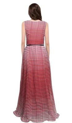 Maroon printed georgette maxi-dresses 3