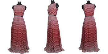 Maroon printed georgette maxi-dresses 4
