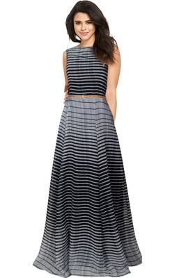 Black printed georgette maxi-dresses 1