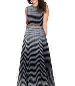 Black printed georgette maxi-dresses