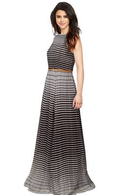 Coffee printed georgette maxi-dresses 3