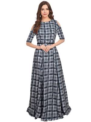 Black printed crepe maxi-dresses 1