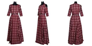 Maroon printed crepe maxi-dresses 4