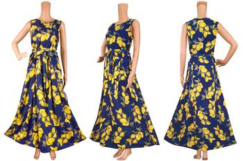 Blue printed crepe maxi-dresses 4