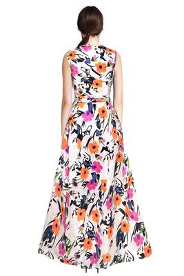 Orange printed silk blend maxi-dresses 3