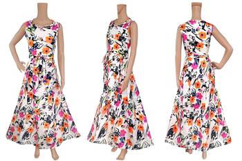 Orange printed silk blend maxi-dresses 4