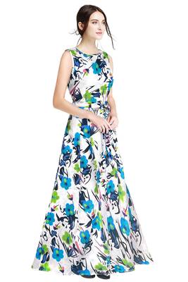 Green printed silk blend maxi-dresses 2