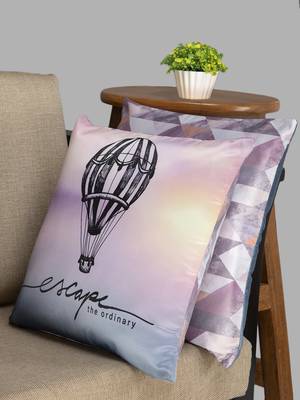 HOUZZCODE Purple Set of 2 Quirky Square Cushion Covers 1