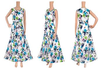 Green printed silk blend maxi-dresses 4