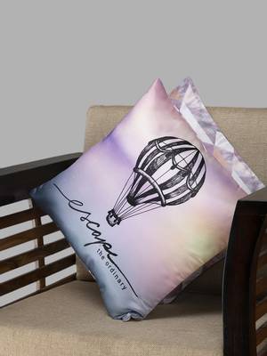 HOUZZCODE Purple Set of 2 Quirky Square Cushion Covers 2