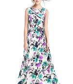 Wine printed silk blend maxi-dresses