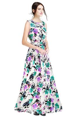 Wine printed silk blend maxi-dresses 2
