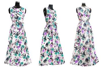 Wine printed silk blend maxi-dresses 4