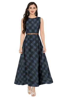 Black printed georgette maxi-dresses 1