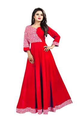 Red printed crepe maxi-dresses 1