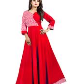Red printed crepe maxi-dresses