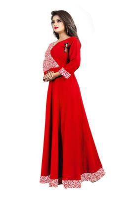 Red printed crepe maxi-dresses 2