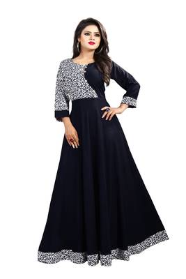 Black printed crepe maxi-dresses 1