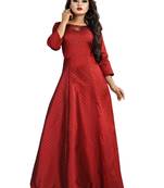 Red printed silk blend maxi-dresses