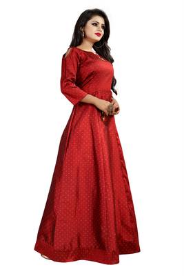 Red printed silk blend maxi-dresses 2