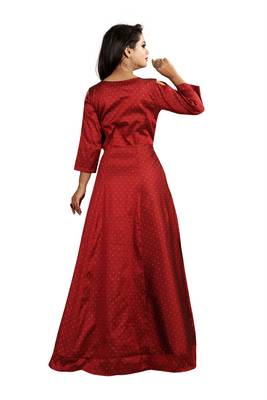 Red printed silk blend maxi-dresses 3