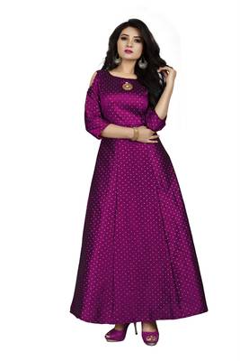 Wine printed silk blend maxi-dresses 1