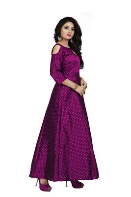 Wine printed silk blend maxi-dresses 2