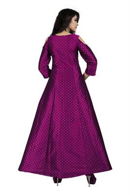 Wine printed silk blend maxi-dresses 3