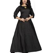 Black printed silk blend maxi-dresses