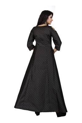 Black printed silk blend maxi-dresses 3