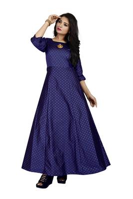 Blue printed silk blend maxi-dresses 1