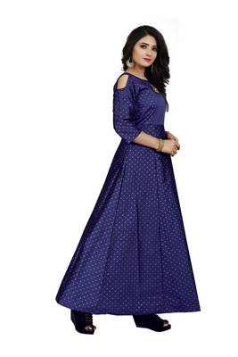 Blue printed silk blend maxi-dresses 2