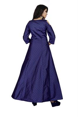 Blue printed silk blend maxi-dresses 3