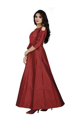 Red printed silk blend maxi-dresses 2