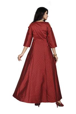 Red printed silk blend maxi-dresses 3
