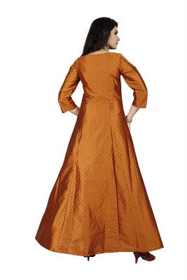 Orange printed silk blend maxi-dresses 3