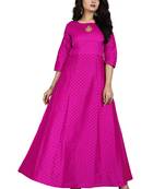 Pink printed silk blend maxi-dresses