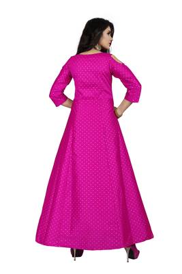 Pink printed silk blend maxi-dresses 3