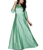 Green printed silk blend maxi-dresses