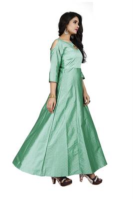 Green printed silk blend maxi-dresses 2