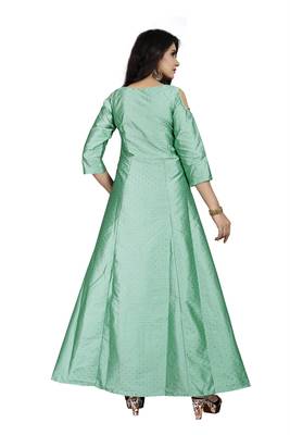 Green printed silk blend maxi-dresses 3