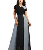 Black printed georgette maxi-dresses