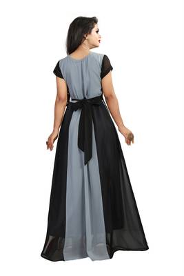 Black printed georgette maxi-dresses 3