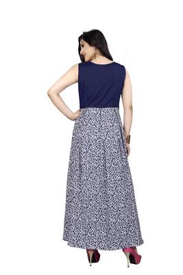 Blue printed silk blend maxi-dresses 3