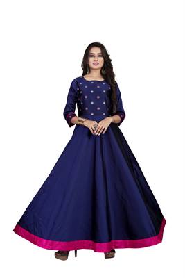 Blue embroidered jacquard maxi-dresses 1