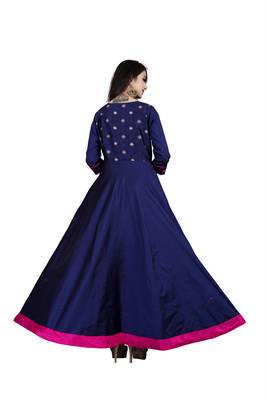 Blue embroidered jacquard maxi-dresses 3