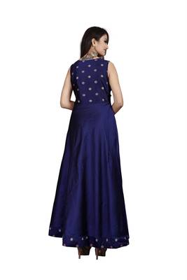 Blue embroidered jacquard maxi-dresses 3