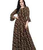 Chocolate printed georgette maxi-dresses