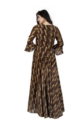 Chocolate printed georgette maxi-dresses 3